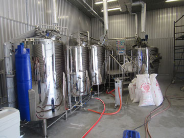 Brewhouse with water tanks